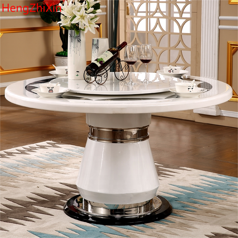 Foshan luxury round marble dining table dining table set 6 seater  dining room furniture