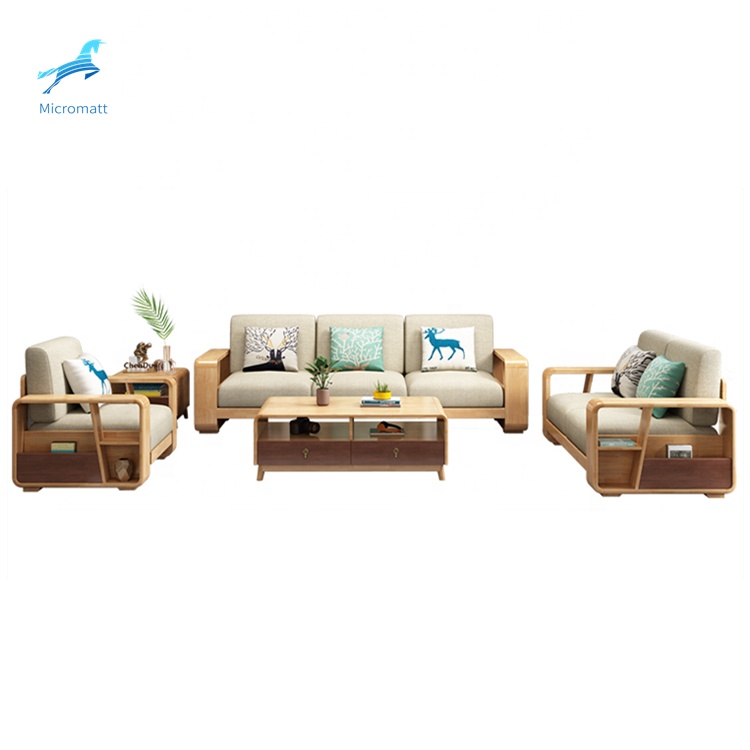 Factory cheap price simple design solid wood furniture sitting room furniture 3 seaters couch sofa