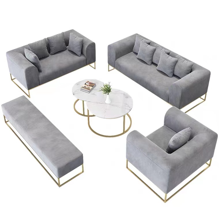 Latest Design Home Furniture Modern Design Couch Set Living Room Fabric Metal Frame Sofa Muebles de 