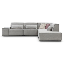 Farrell Classic Modern L Shape Fabric Blue Velvet Modular Sectional Sofa Set Furniture for Home fabr