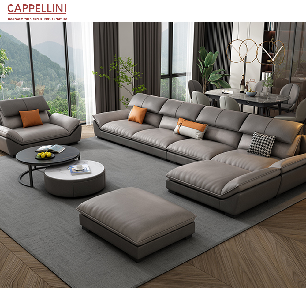 Modern Living Room Sofa Set Luxury Style Combination Custom Leather Sofa Furniture