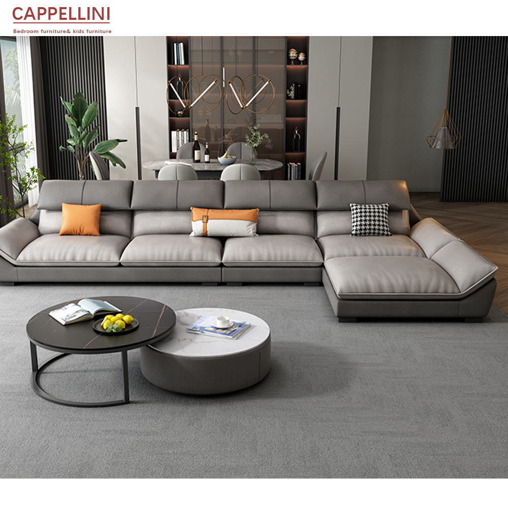 Modern Living Room Sofa Set Luxury Style Combination Custom Leather Sofa Furniture