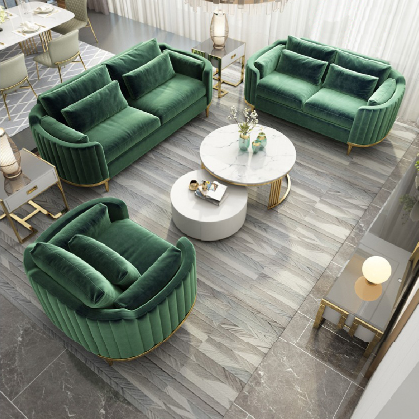 Italian style royal Dubai Luxury couch living room furniture curved vanity home sofa set