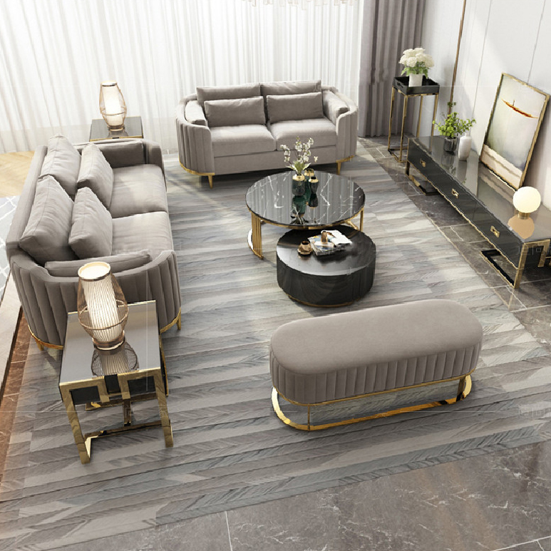 Italian style royal Dubai Luxury couch living room furniture curved vanity home sofa set