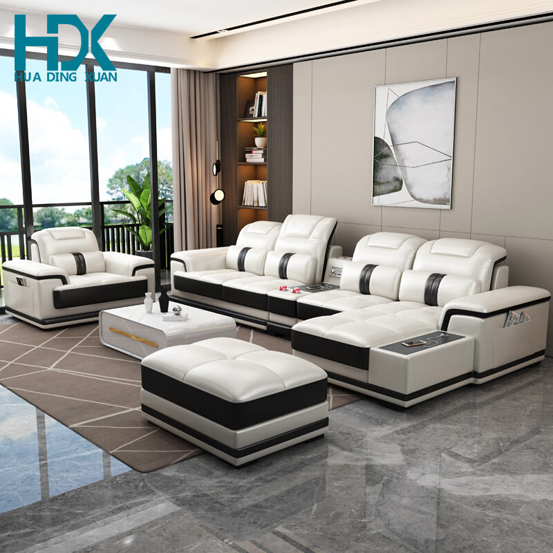 2021 classical design sectional napa leather sofa set furniture modern leather black