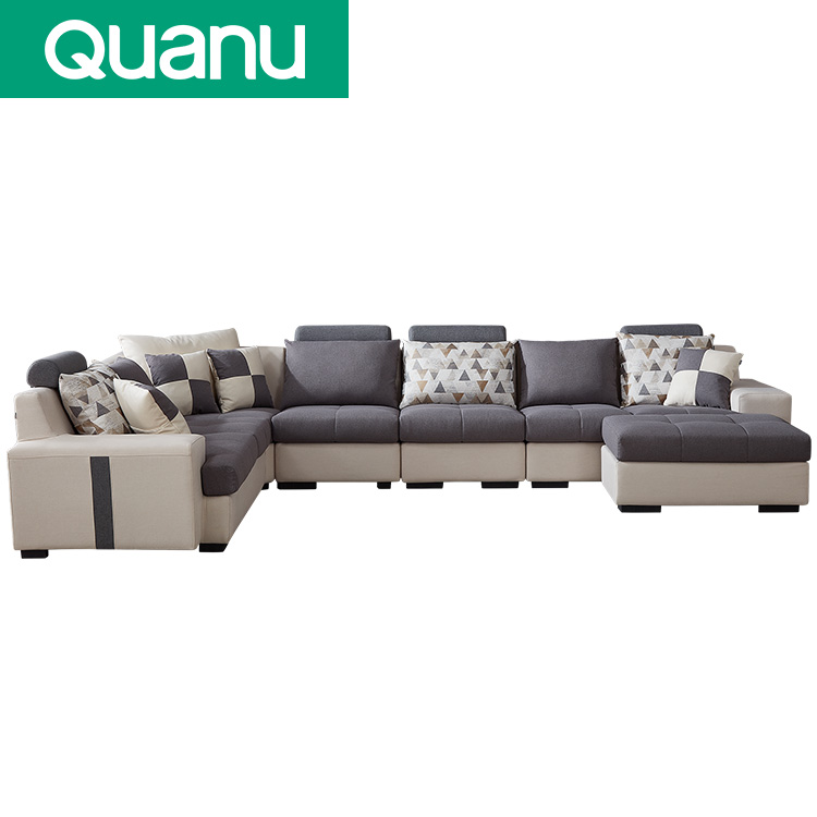 102117 Modern fabric u shape couch living room sofa set furniture designs