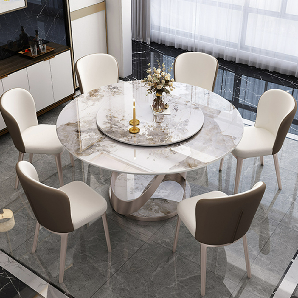 Italian Style Stainless Steel Dining Table with 6 Chairs bjflamingo Marble Dining Table For Living R