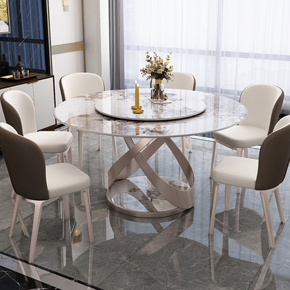 Italian Style Stainless Steel Dining Table with 6 Chairs bjflamingo Marble Dining Table For Living R