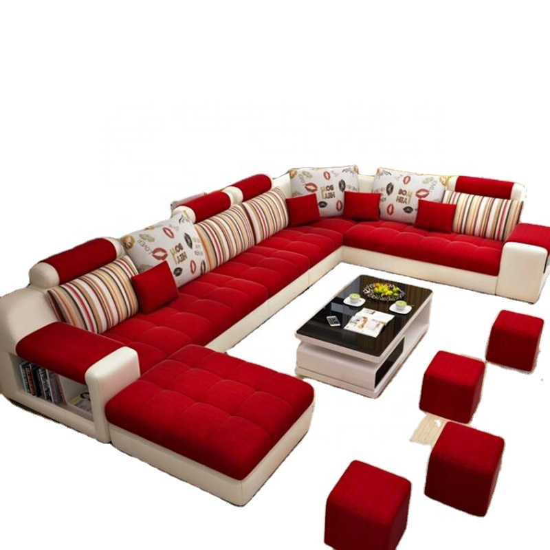 High quality design modern 7 seater sofa set fabric U shaped sectional sofa set furniture for living