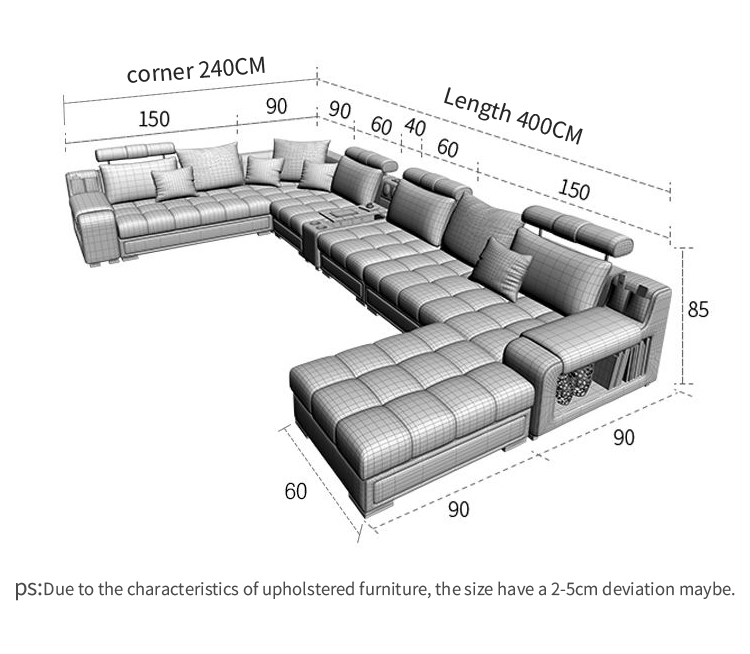High quality design modern 7 seater sofa set fabric U shaped sectional sofa set furniture for living
