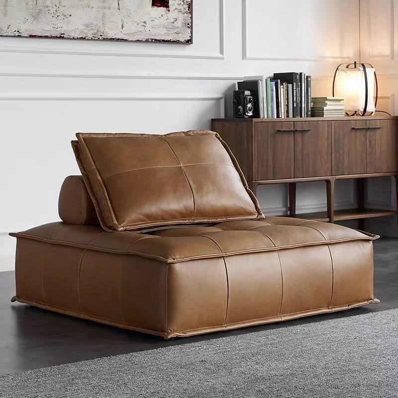 Modern furniture for hotel house villa entrance Combination Genuine leather and fabric square shape 