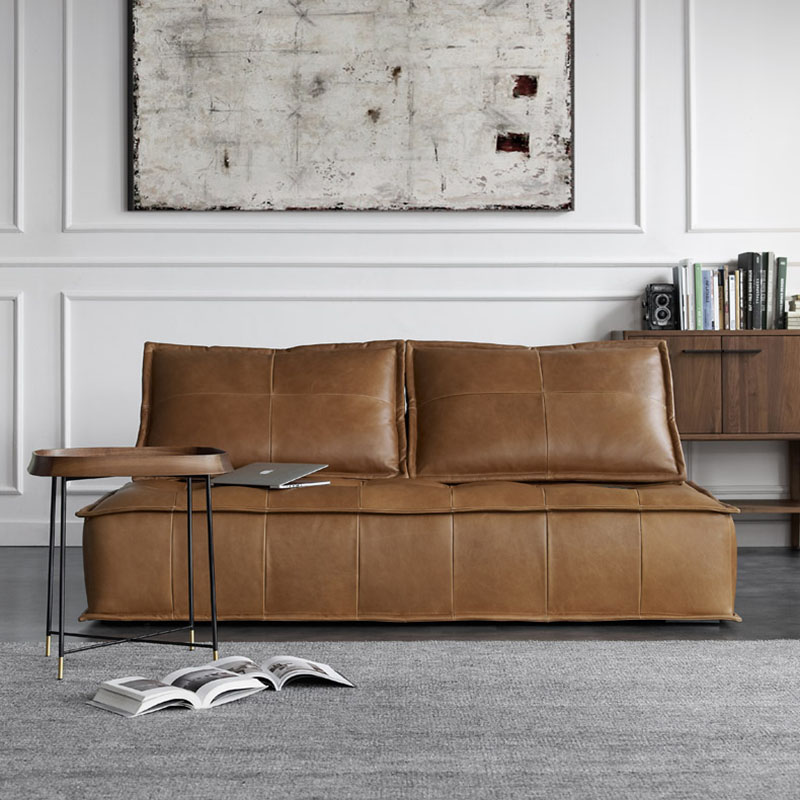Modern furniture for hotel house villa entrance Combination Genuine leather and fabric square shape 