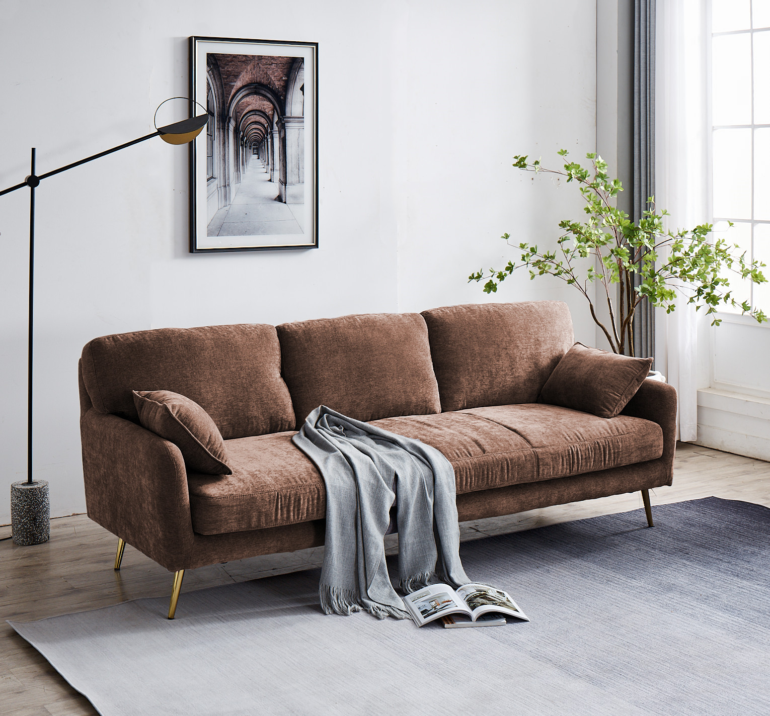 2022 hot sale office sofa living room furniture leisure sofa three-person modern leather top layer c