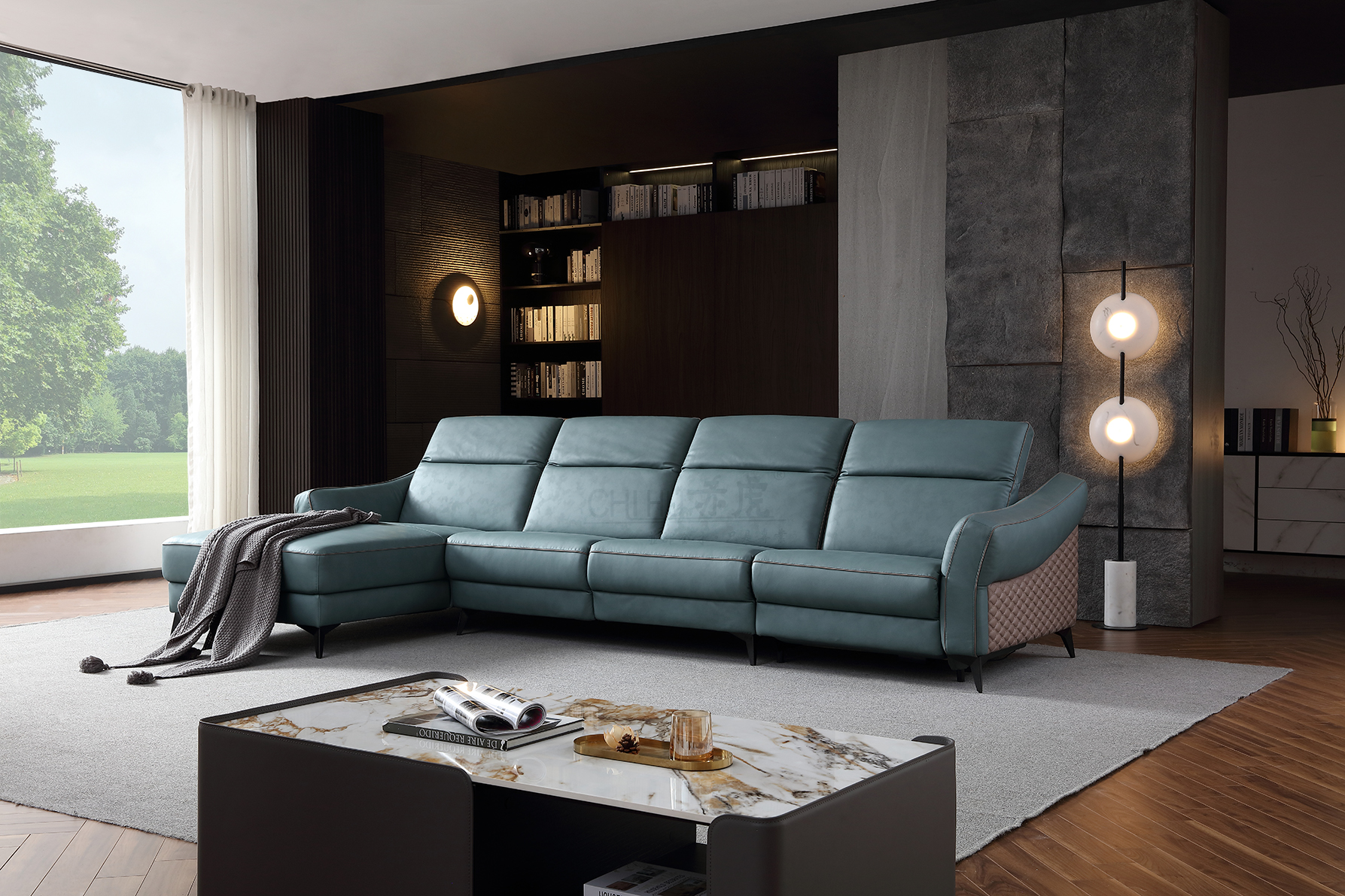 Modern italian design leather sofa home interior furniture L shape couch sofa set lazy boy leisure f
