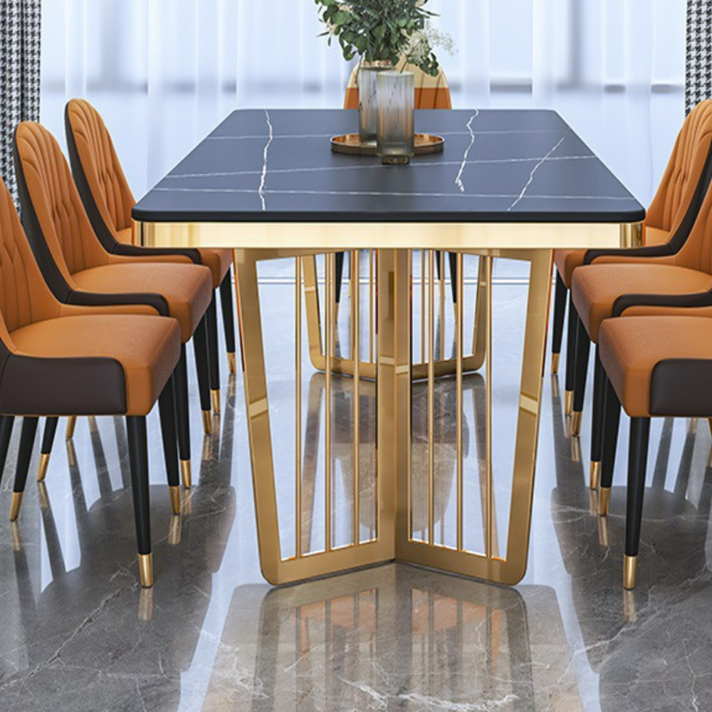 Bjflamingo Italian carbon steel dinning tables sets luxury 6 chairs