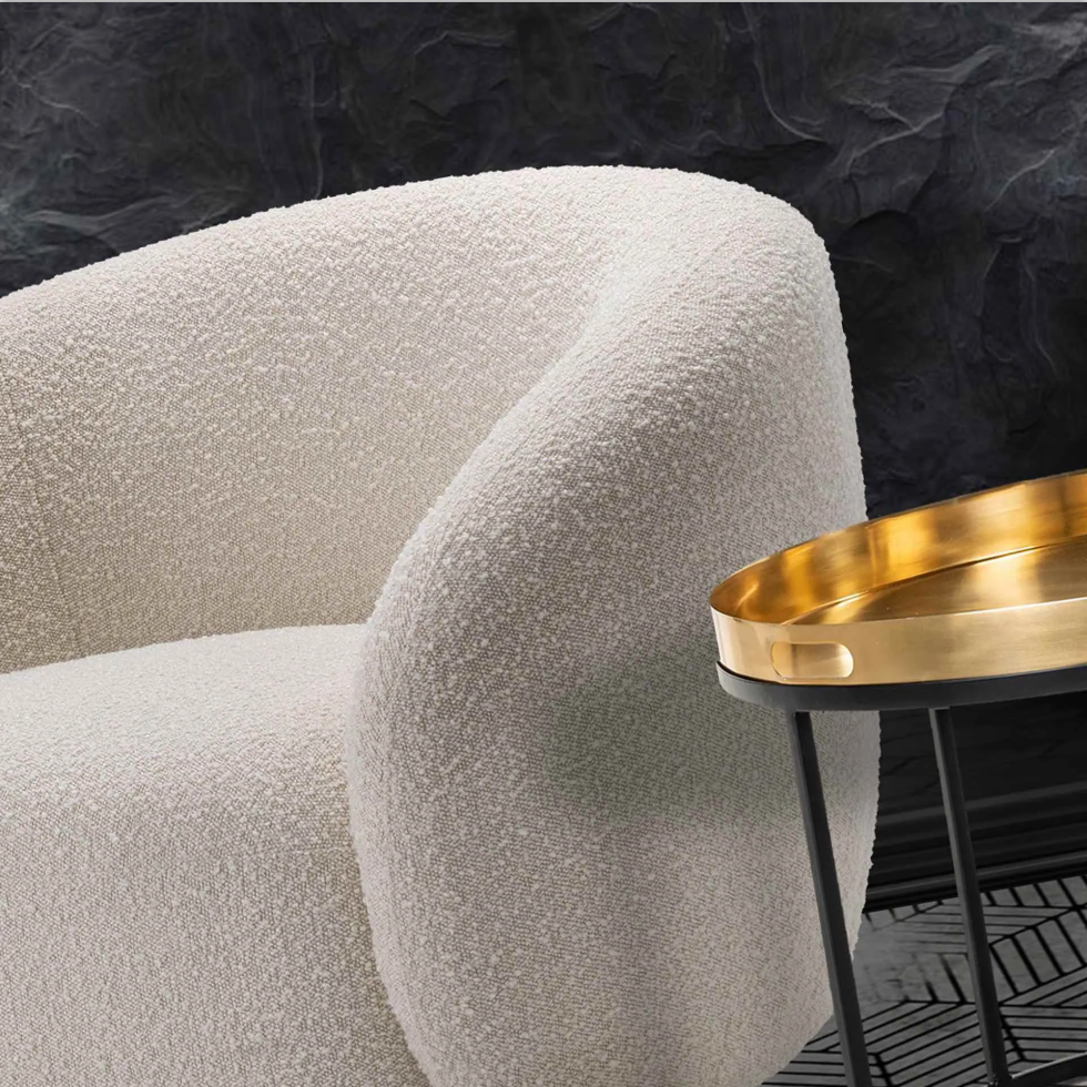 Cream Swivel Tub Chair Home Modern Fabric Chair Living Room Furniture