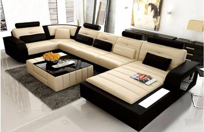 genuine leather home living room furniture korean style sectional sofas modern sofa set