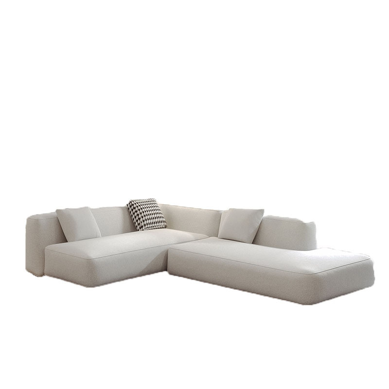 Italian style living room combination white leather sofa Nordic modern minimalist technology cloth f