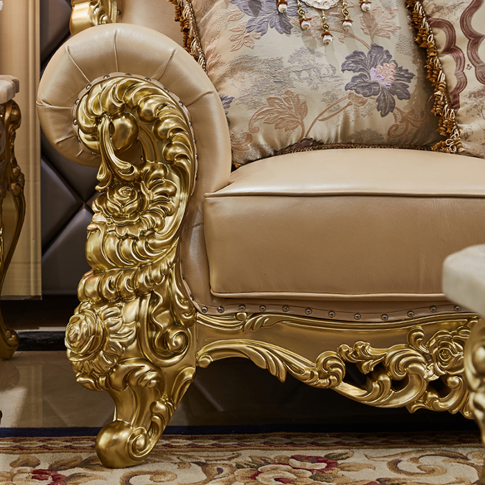 Royal Gold Home French Wood Living Room Sofa Set Other Antique Furniture Vintage Classic Wooden Anti