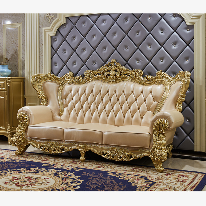 Royal Gold Home French Wood Living Room Sofa Set Other Antique Furniture Vintage Classic Wooden Anti