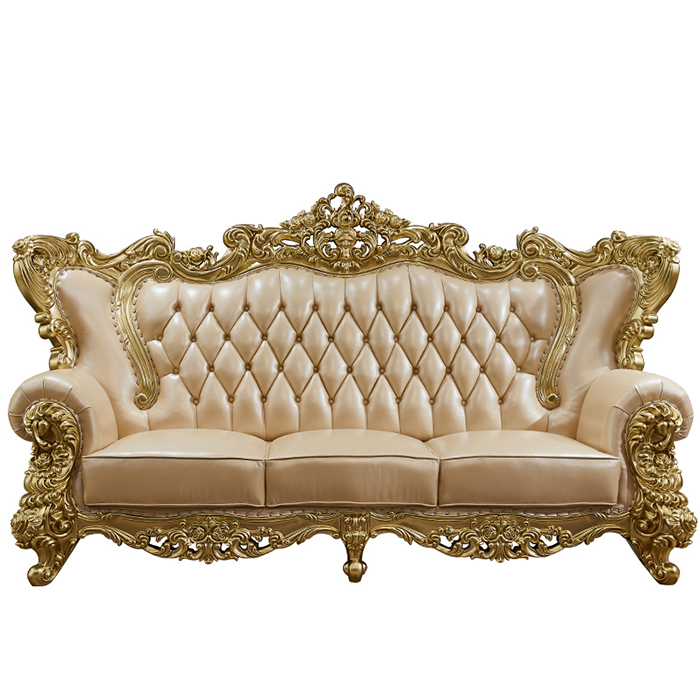 Royal Gold Home French Wood Living Room Sofa Set Other Antique Furniture Vintage Classic Wooden Anti