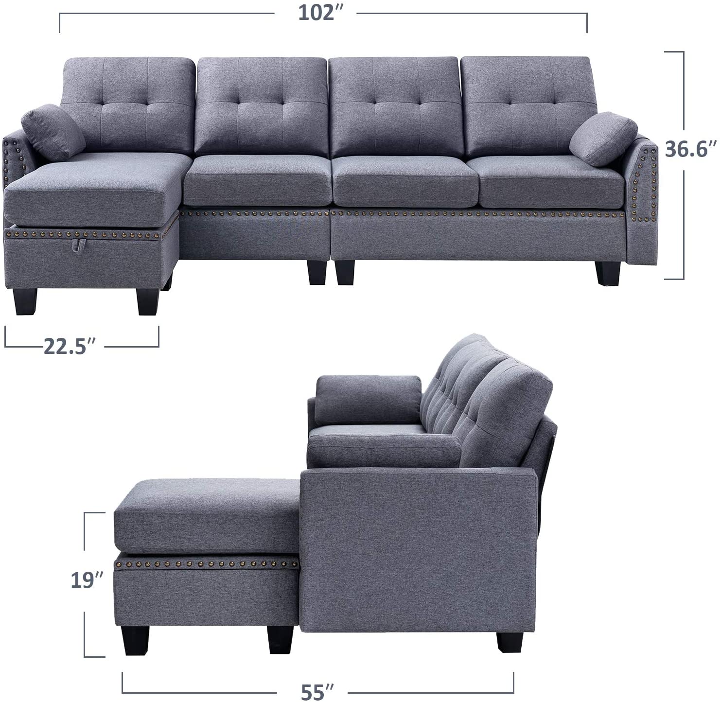 American Style home furniture fabric solid wood frame living room sofa sectional l shape capacity st