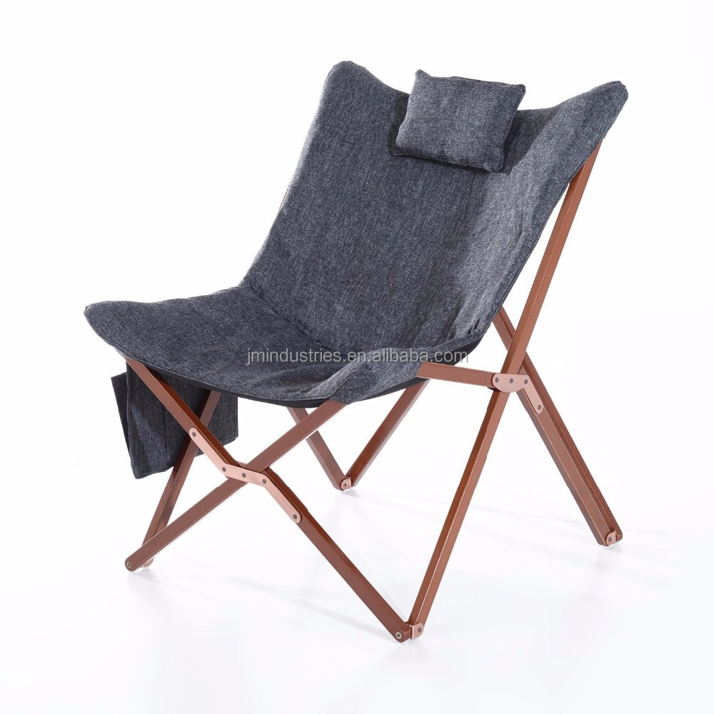 Wood Portable Fabric Folding Butterfly Chair With 