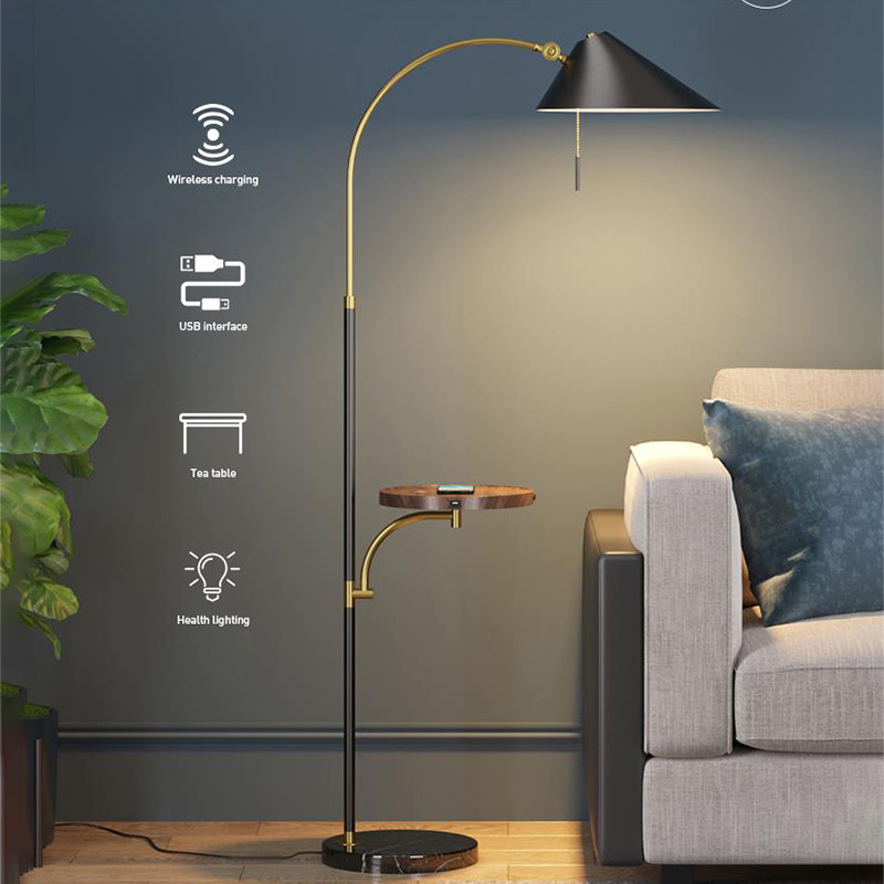 Made in China wireless charging coffee table floor lamp bedroom living room study USB charging floor