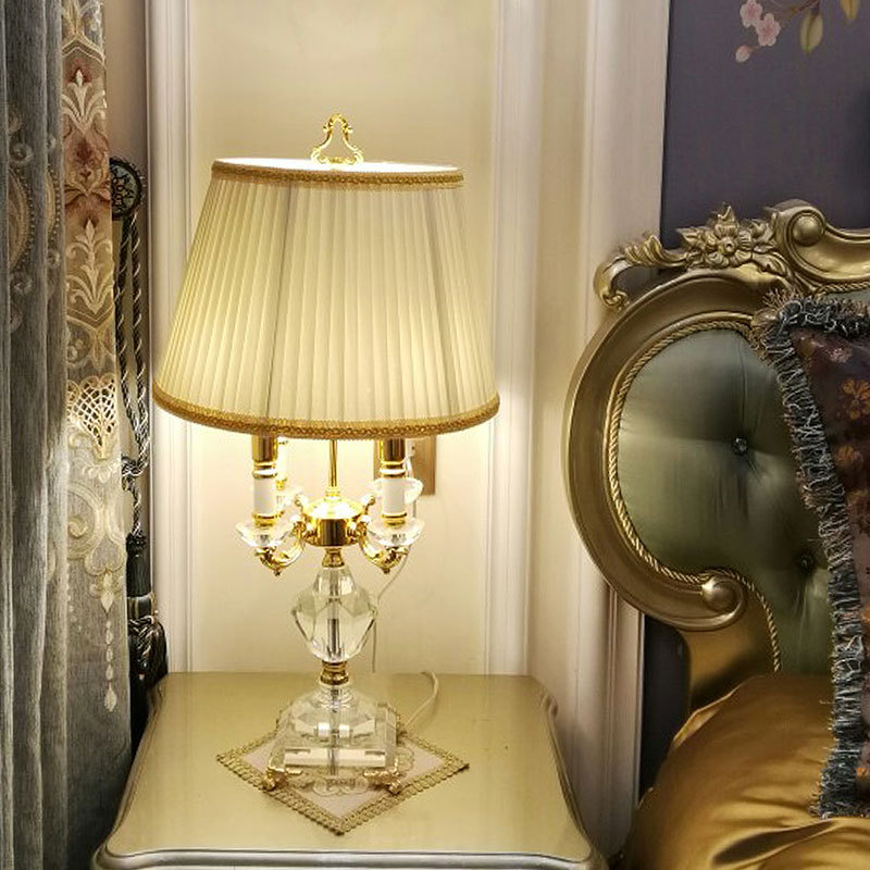 European luxury high-end crystal metal decorative table lamp hotel living room bedside table 3 and 4