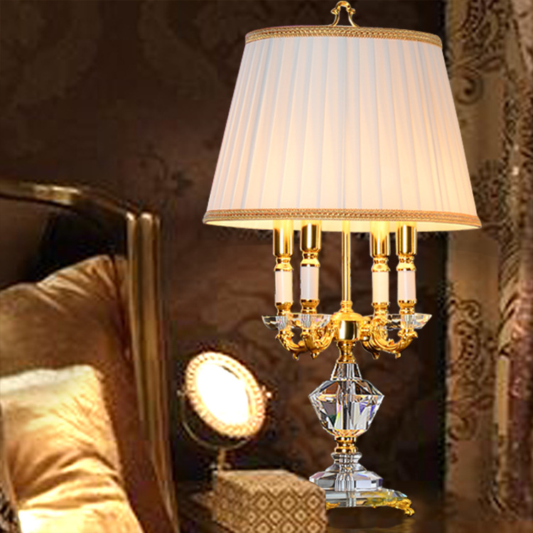European luxury high-end crystal metal decorative table lamp hotel living room bedside table 3 and 4