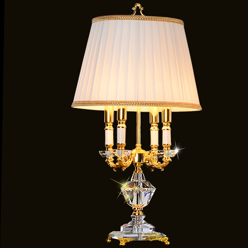 European luxury high-end crystal metal decorative table lamp hotel living room bedside table 3 and 4