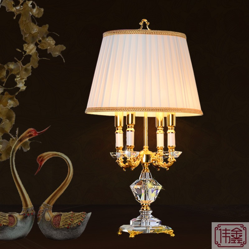 European luxury high-end crystal metal decorative table lamp hotel living room bedside table 3 and 4