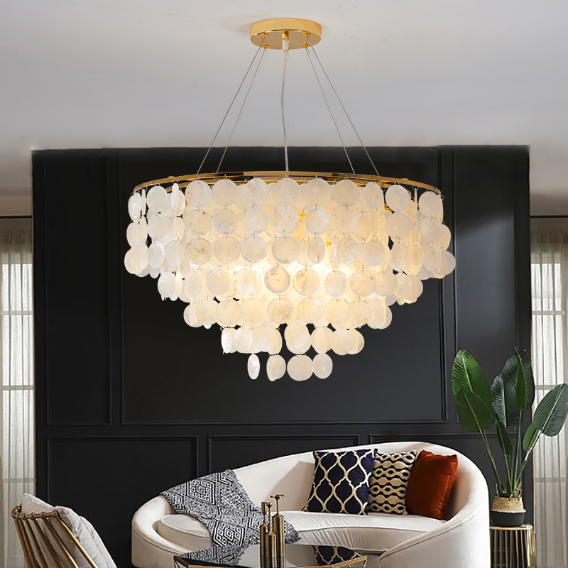 Italian creative modern white shell piece chandelier LED pendant lamp for  living room dining room b
