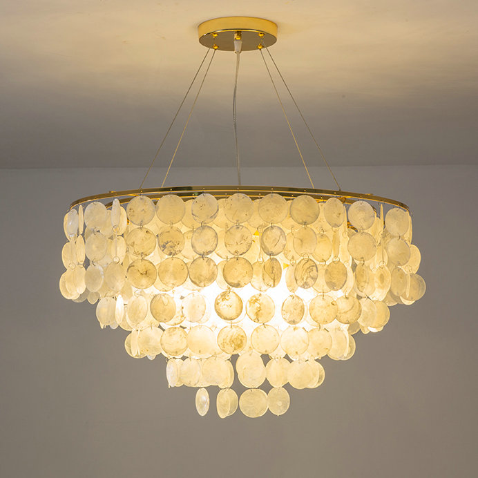 Italian creative modern white shell piece chandelier LED pendant lamp for  living room dining room b