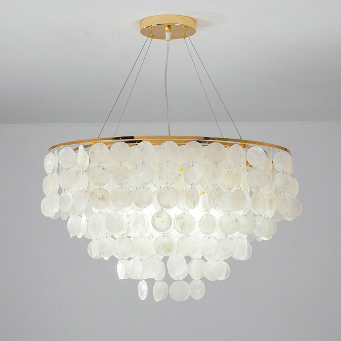 Italian creative modern white shell piece chandelier LED pendant lamp for  living room dining room b
