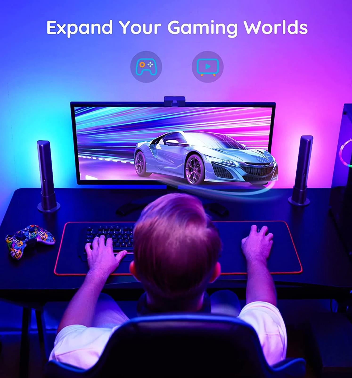 RGB atmosphere ambient gaming night light bar led modern rechargeable table lamp