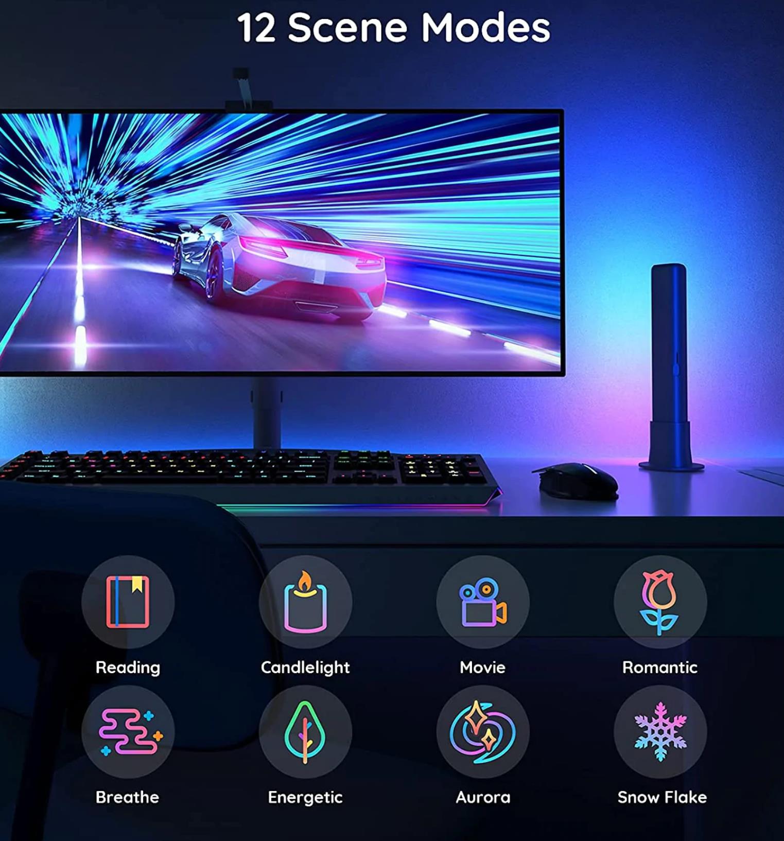RGB atmosphere ambient gaming night light bar led modern rechargeable table lamp