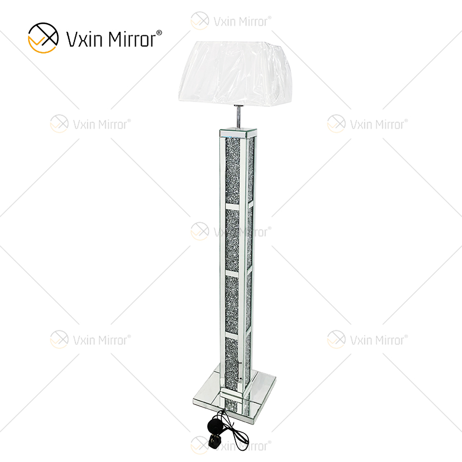 WXFL-032 Living room Luxury Silver Modern Crushed Dia mond Floor Standing Lamp mirror lamp for livin