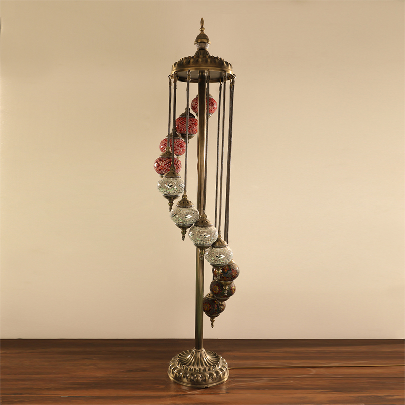 Marrakech Decoration Art Handmade 11Globes Turkish Glass Moroccan Mosaic Floor Lamp