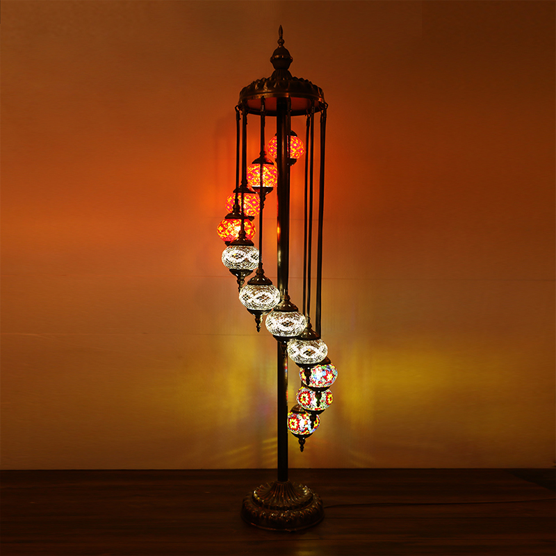 Marrakech Decoration Art Handmade 11Globes Turkish Glass Moroccan Mosaic Floor Lamp