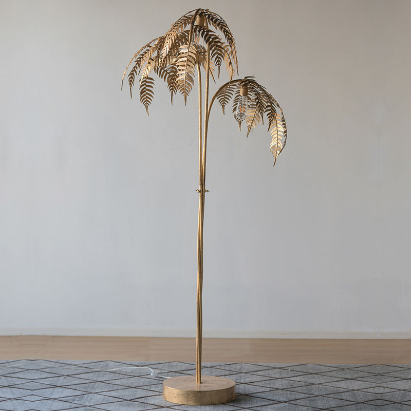 Wholesale Metal Palm Floor Light Decorative Modern Luxury Iron Palm Tree Gold Floor Standing Lamp fo