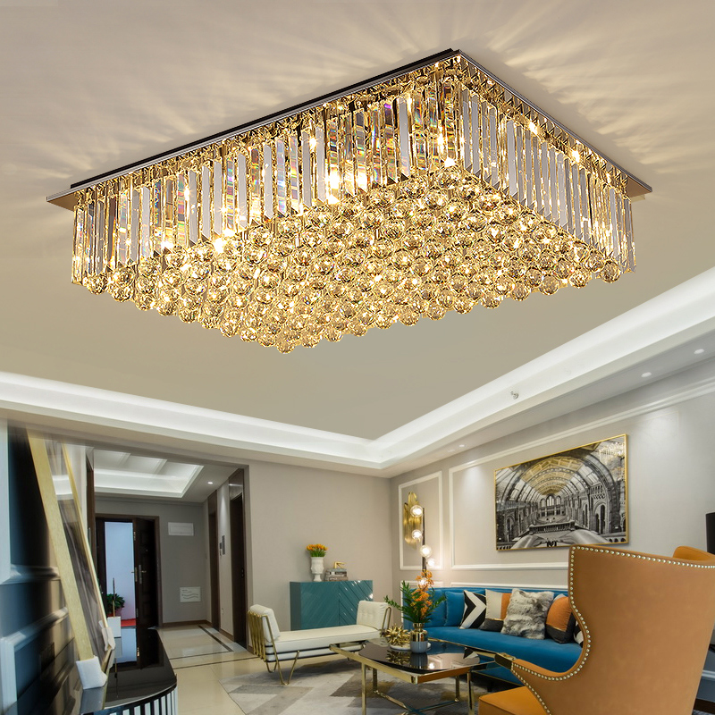 Postmodern luxury dimmable hotel lobby bedroom dining room living room three color chandelier rectan