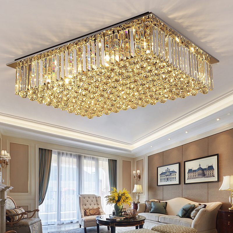 Postmodern luxury dimmable hotel lobby bedroom dining room living room three color chandelier rectan