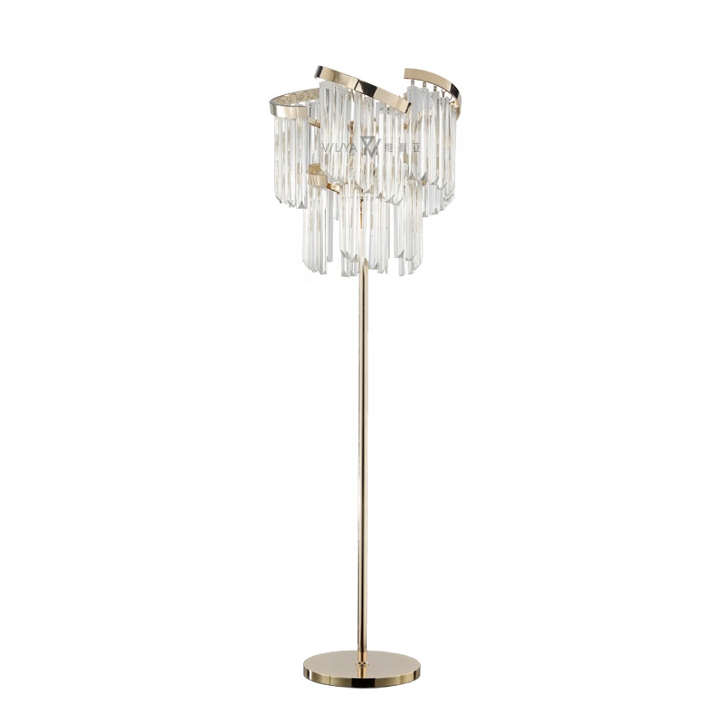 Best-selling Gold Crystal Lamp Luxury Flower Glass  Living Room with Gold Floor Lamps