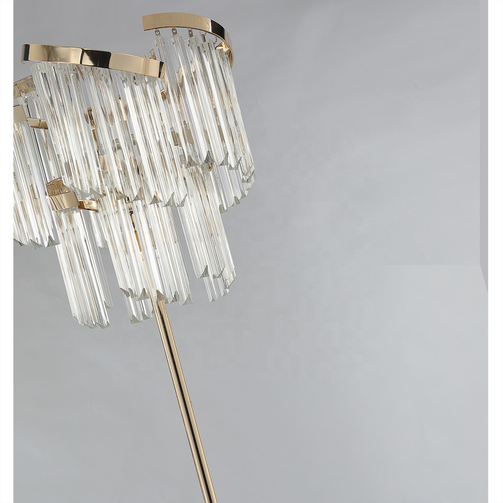 Best-selling Gold Crystal Lamp Luxury Flower Glass  Living Room with Gold Floor Lamps