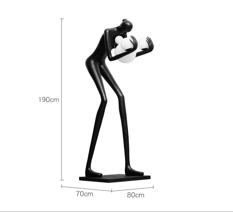 Nordic Abstract Aesthetic Glass ball Corner Standing Light Statue Floor Lamp for Hotel Room