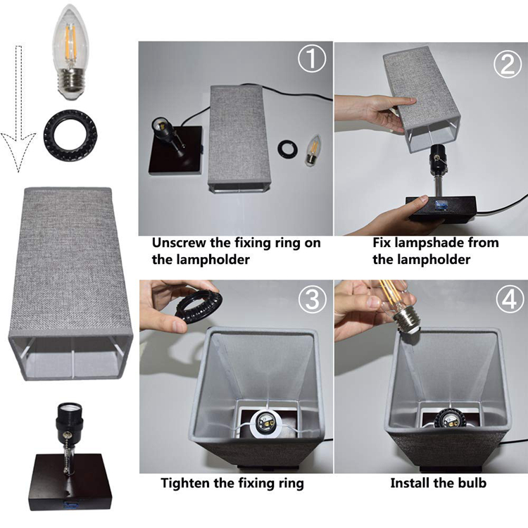 Fabric Usb Desk Lamp Square Fabric Reading Lamp Wi