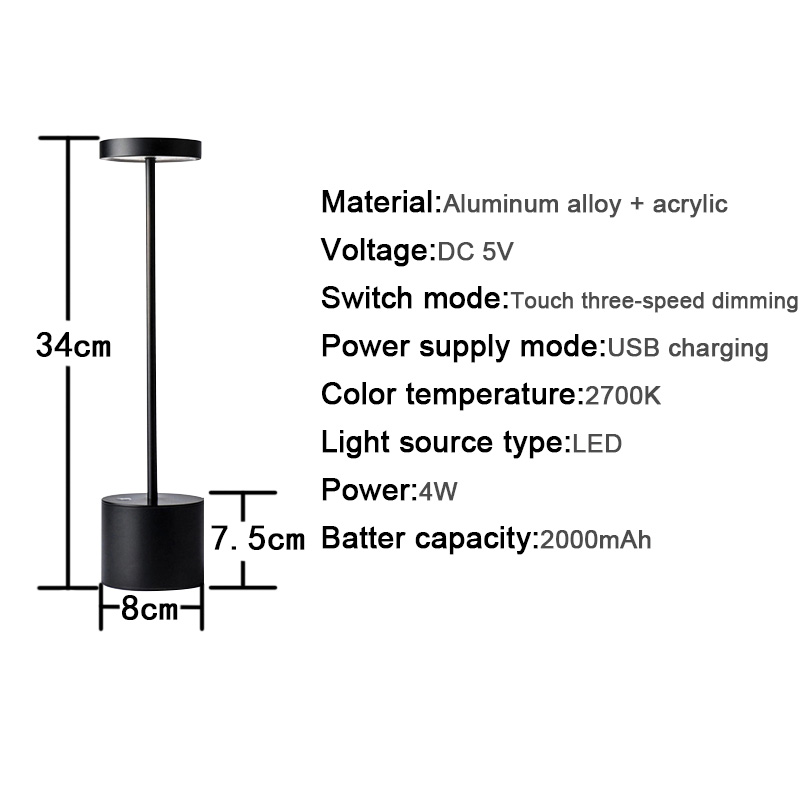 Cordless Table Lamp Rechargeable Portable Battery 