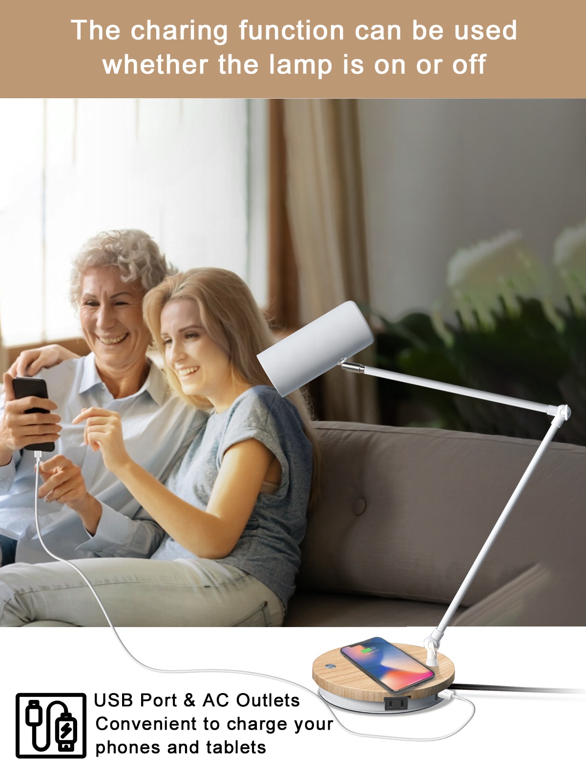 Fashion Metal Desk Lamp Wireless Charging Table La