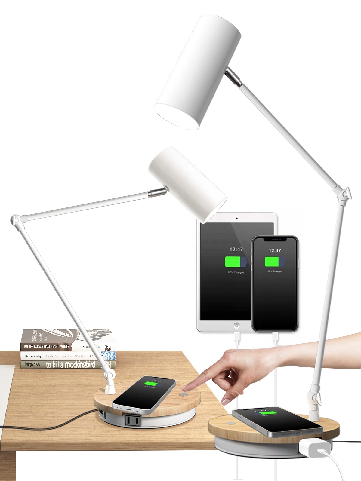 Fashion Metal Desk Lamp Wireless Charging Table La